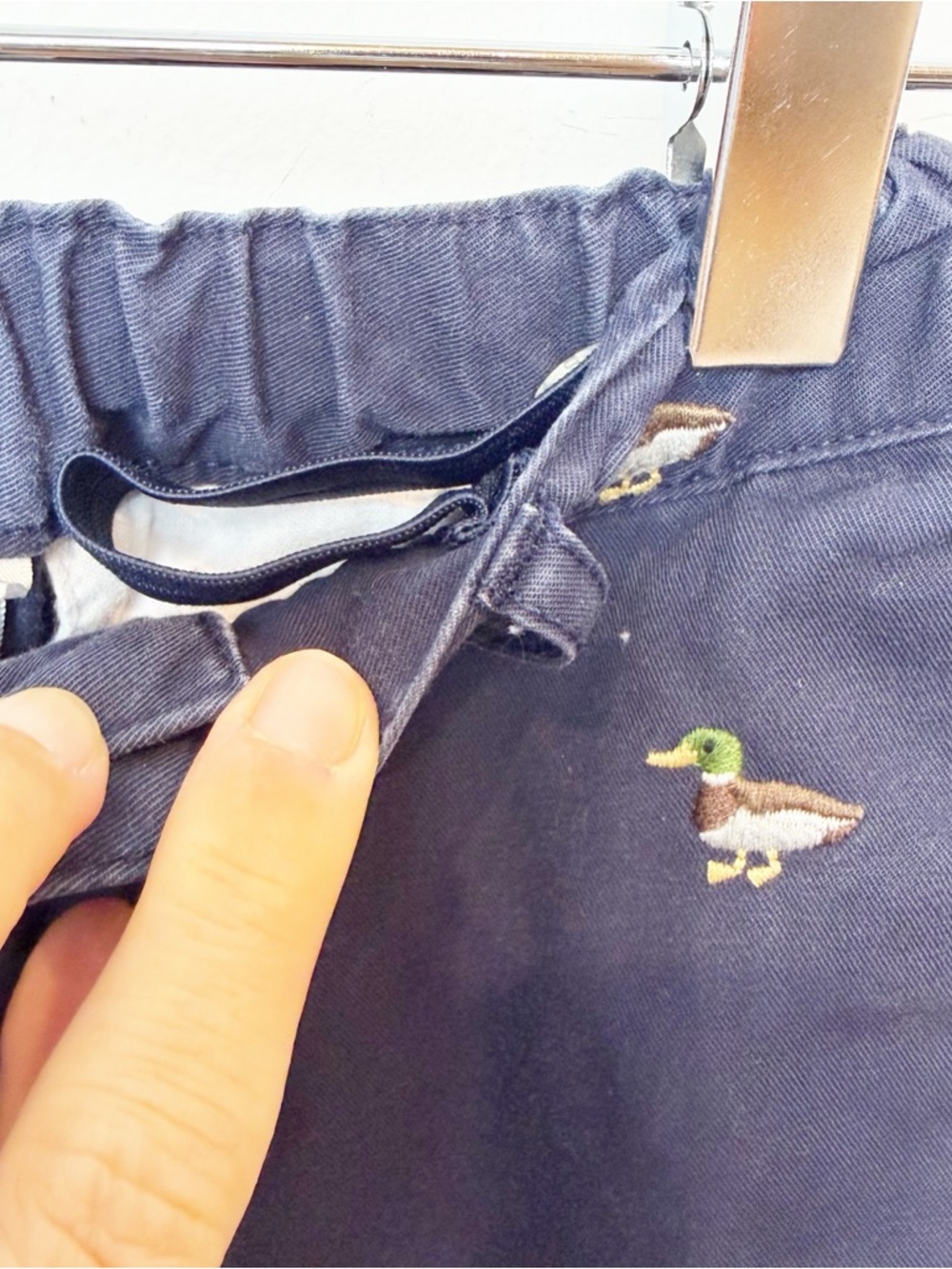 Janie and Jack | Boys Navy Mallard Duck Embroidered Chino Pants - Picture 4 of 7